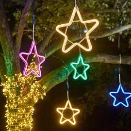 led五角星雪花月亮挂树灯户外街道商场装饰灯市政工程防水亮化灯