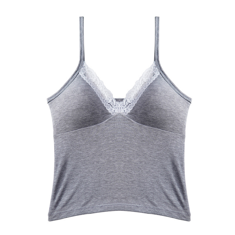 1201 Sexy Sexy Small V Neck Lace Splicing Camisole for Women 2025 New Slim Fit Elastic Inner Wear Comfortable 1201 Sexy Sexy Small V Neck Lace Splicing Camisole for Women 2025 New Slim Fit Elastic Inner Wear Comfortable
