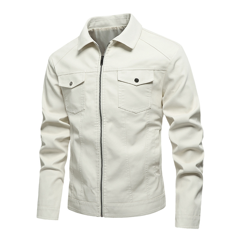 Chaqueta de cuero transfronteriza para hombres primavera y otoño nuevo pu chaqueta de cuero con solapa de locomotora para hombres chaqueta guapo Aliexpress chaqueta superior