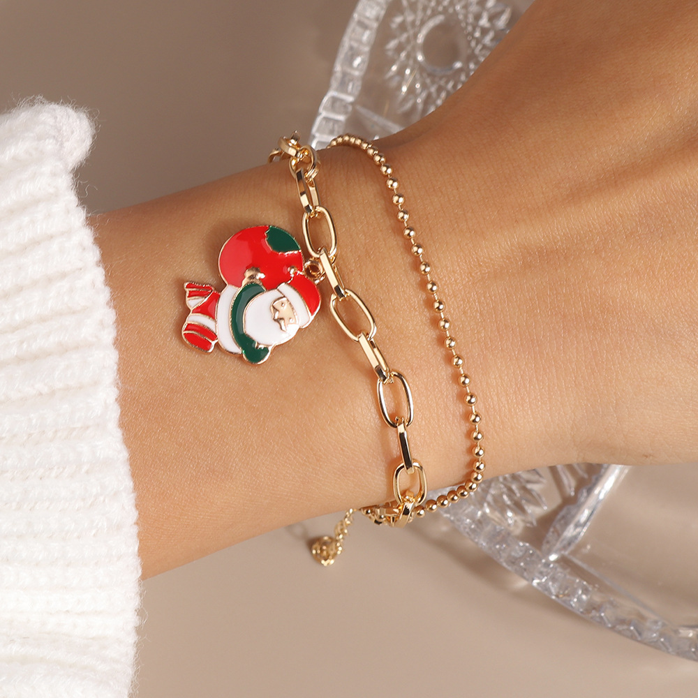11g Weight Alloy Pendant Material Bracelets Classification Alloy Chain Material 1 Piece Quantity Holiday, Party Occasion Alloy Material Christmas Festival Christmas Tree, Santa Claus Pattern Women's Gender Enamel Design Cute, Simple Style Style Cute Simple Style Christmas Tree Santa Claus Alloy Chain & Link Bracelets Christmas Wholesale 15