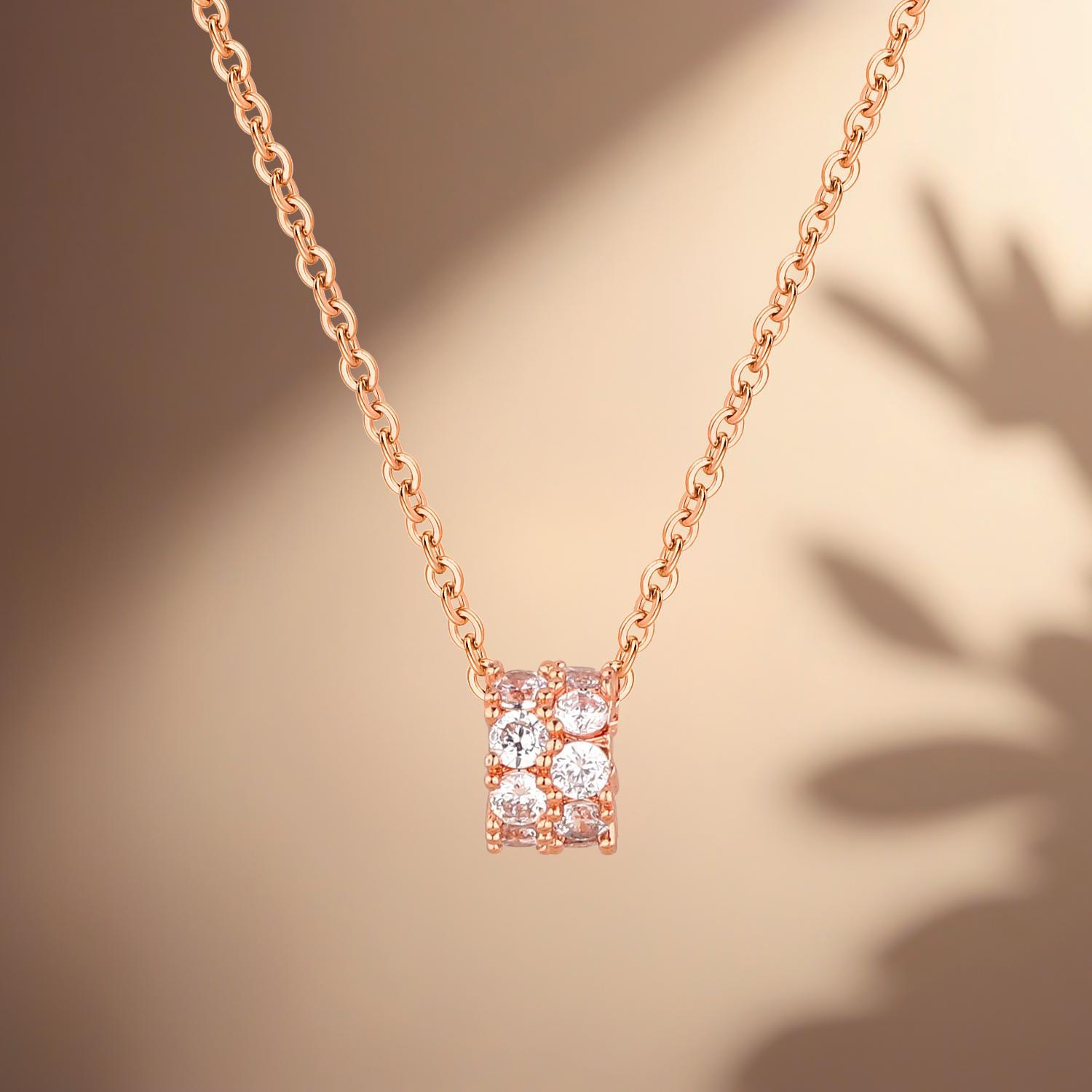 Full-diamond Slim Waist Necklace, Fashionable Simple Design With Diamonds, Versatile And Elegant, High-end Clavicle_voghion.com