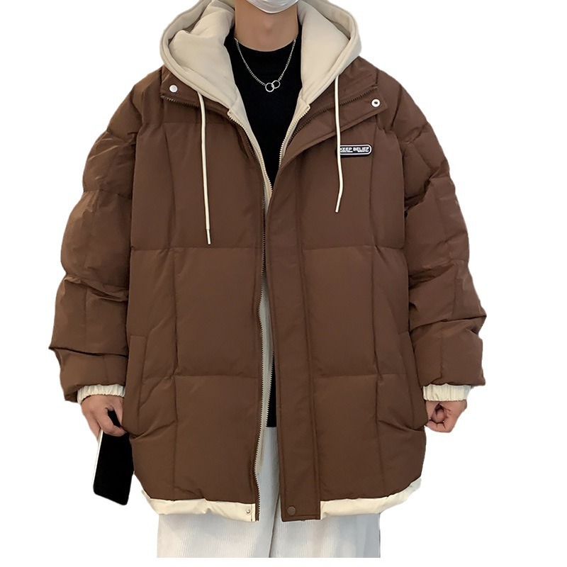 Chaqueta acolchada de algodón para hombres Otoño e Invierno forrada de lana engrosada marca de moda Chaqueta acolchada de algodón para jóvenes Estudiante de secundaria falso Abrigo acolchado de algodón de dos piezas