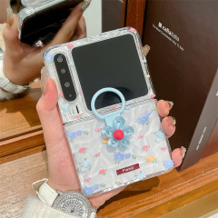 Huawei Pura X 携帯電話ケースに適した透明な水の波紋 Pura X 折りたたみスクリーン小さな花リング女性保護カバー