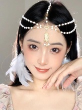 淘宝热卖珍珠合金额饰复古街拍饰品手工发饰汉服发饰新品写真配饰