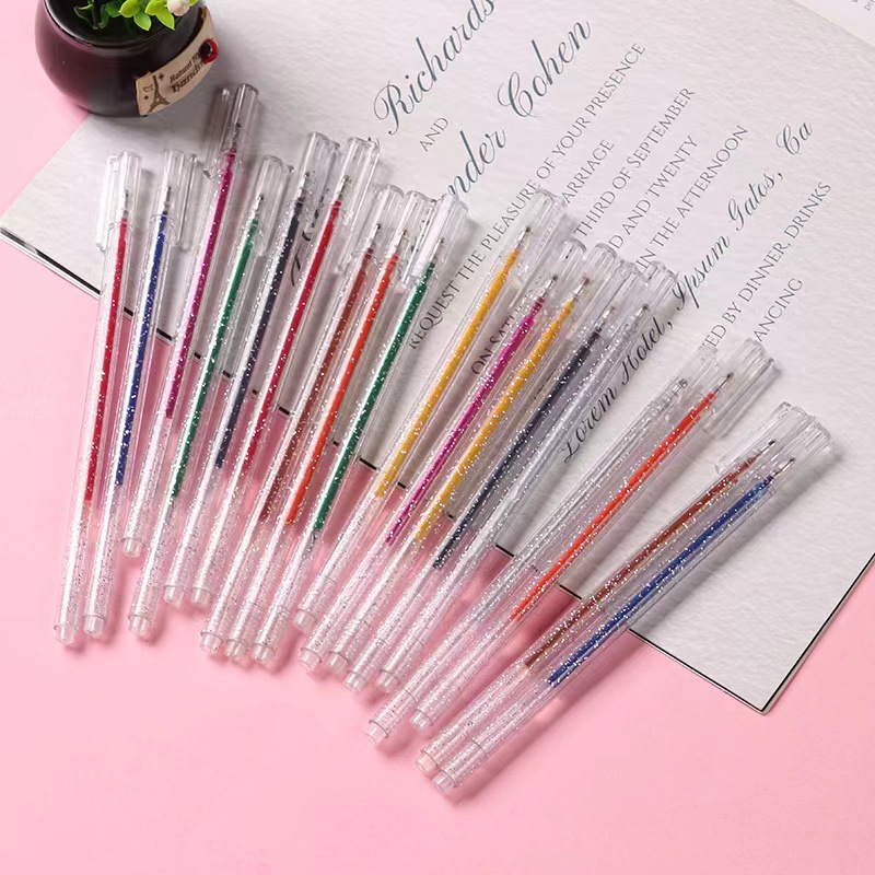 Glitter gel pen, sparkling color gel pen, ins high-looking Internet celebrity handbook pen set, highlighter pen wholesale