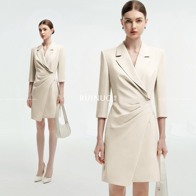 Ruino Off-White Dress for Women, High-End Summer Workwear, Elegant and Professional Reception Work Attire Ruino Off-White Dress for Women, High-End Summer Workwear, Elegant and Professional Reception Work Attire