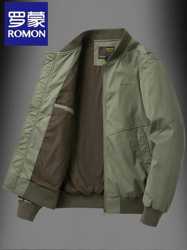 Romon Jacket Men's Winter Baseball Uniform Loose Military Flight Jacket Men's Dad Warm Jacket Jacket