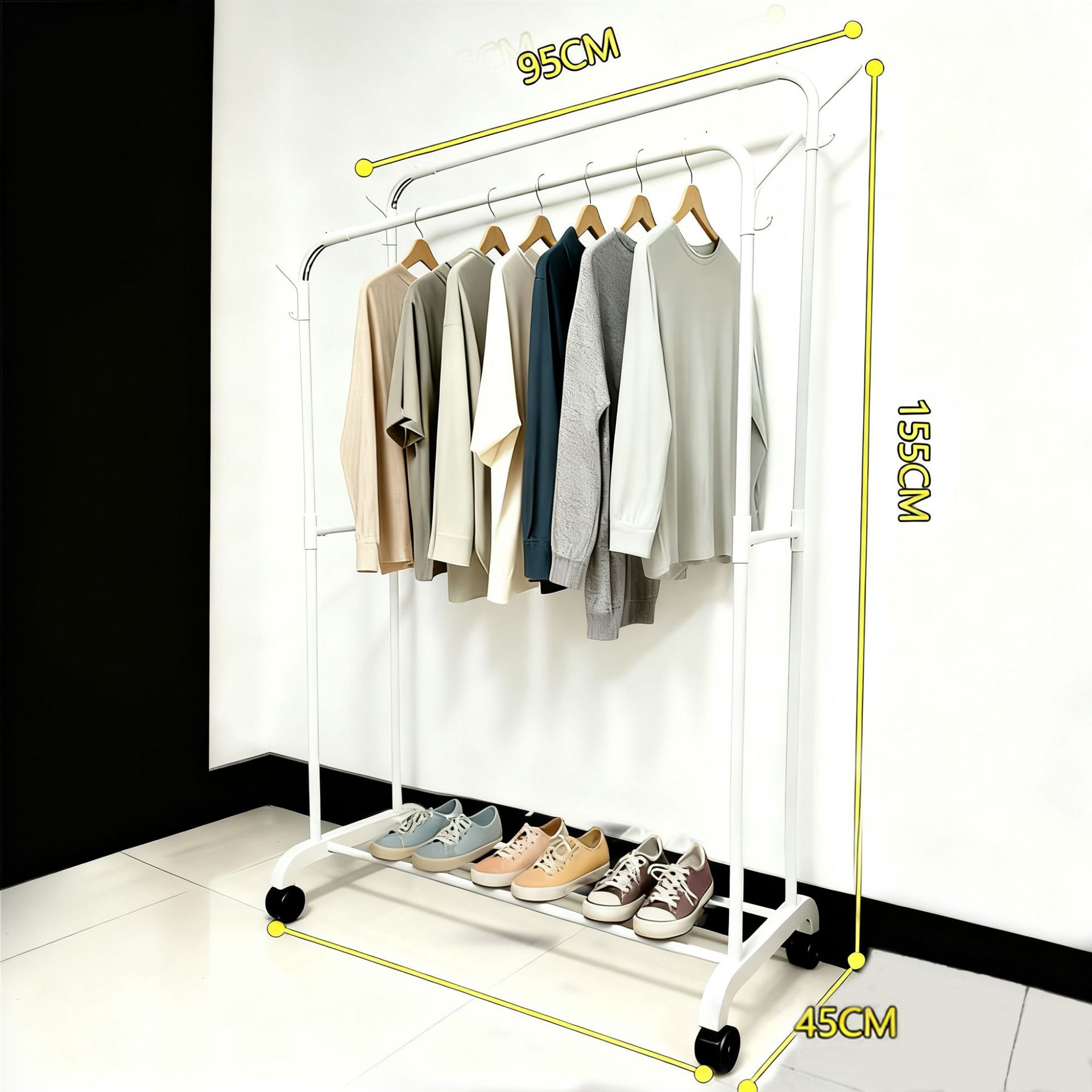 Perchero sencillo transfronterizo, perchero de pie para dormitorio o balcón, tendedero plegable móvil, tipo barra de pie, venta al por mayor