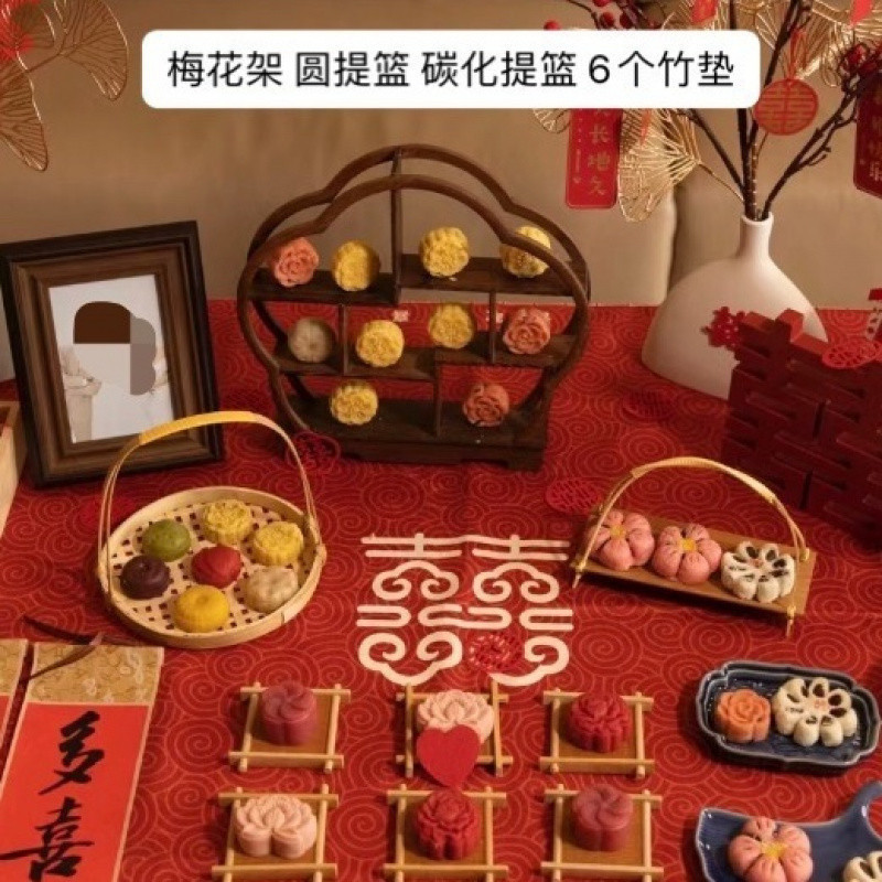 中式订婚布置甜品台糕点架订婚摆件梅花古架摆台摆盘点心甜展示架|undefined