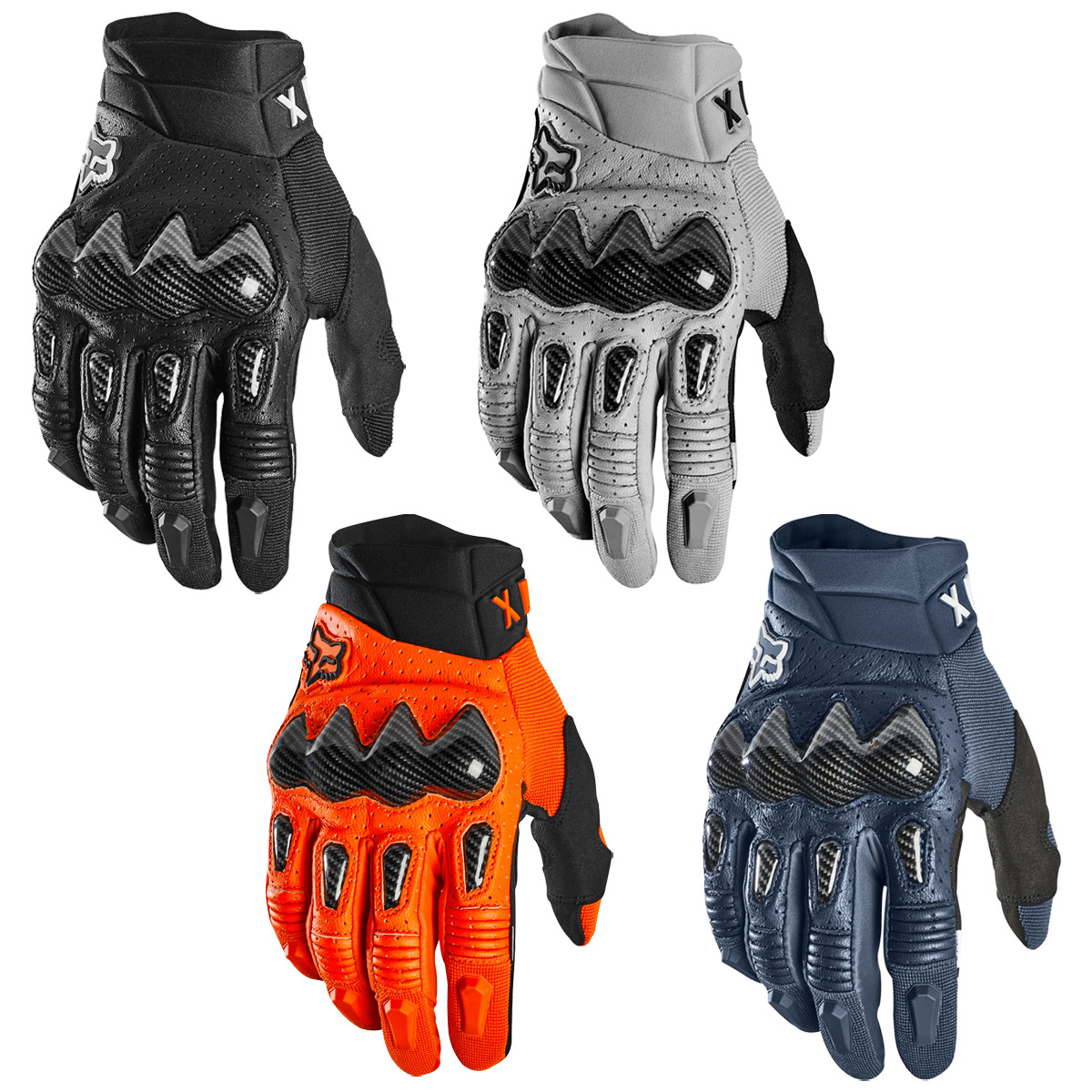 Fox Off-Road Motorcycle Gloves Outdoor Riding Downhill Trail Non-Slip Wear-Resistant Gloves with Touch Screen Carbon Fiber Protection Shell