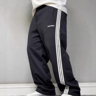 Cross-Border High Street American Style Side Stripe Pants Men's Loose Versatile Drape Sports Wide-Leg Sweatpants Casual Long Pants