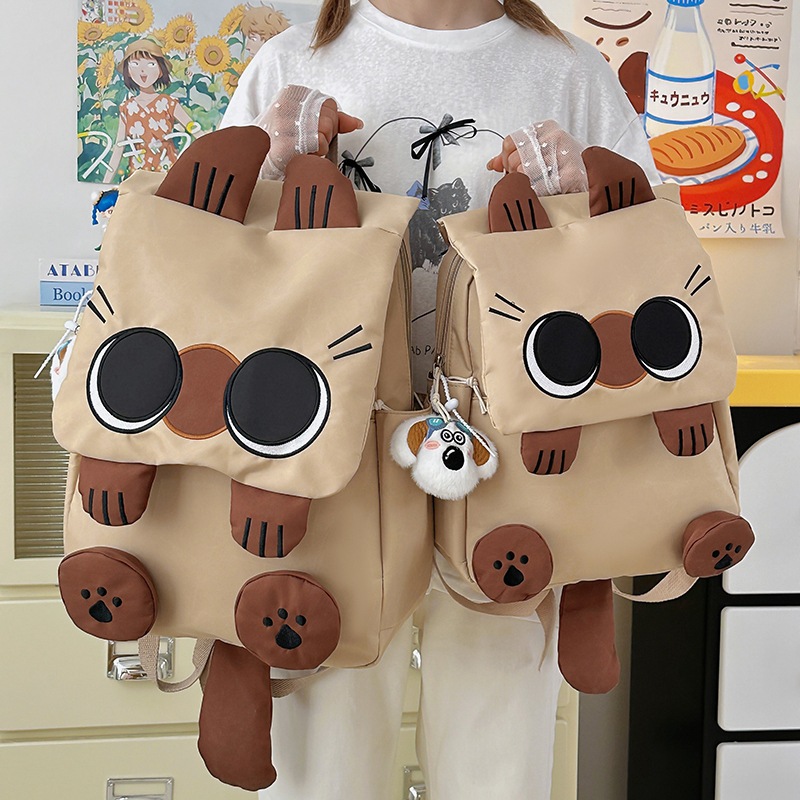 New Cartoon Kitten Backpack, Personalized and Versatile Large-Capacity Student School Bag Ins Korean Style Girl Travel Backpack