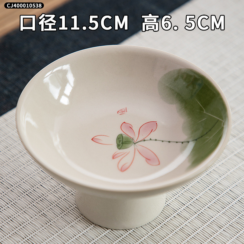 中国式のお茶の皿は簡単に家庭用の高足の精巧な果物の皿の陶磁器のお菓子の皿でお茶を飲みます。|undefined