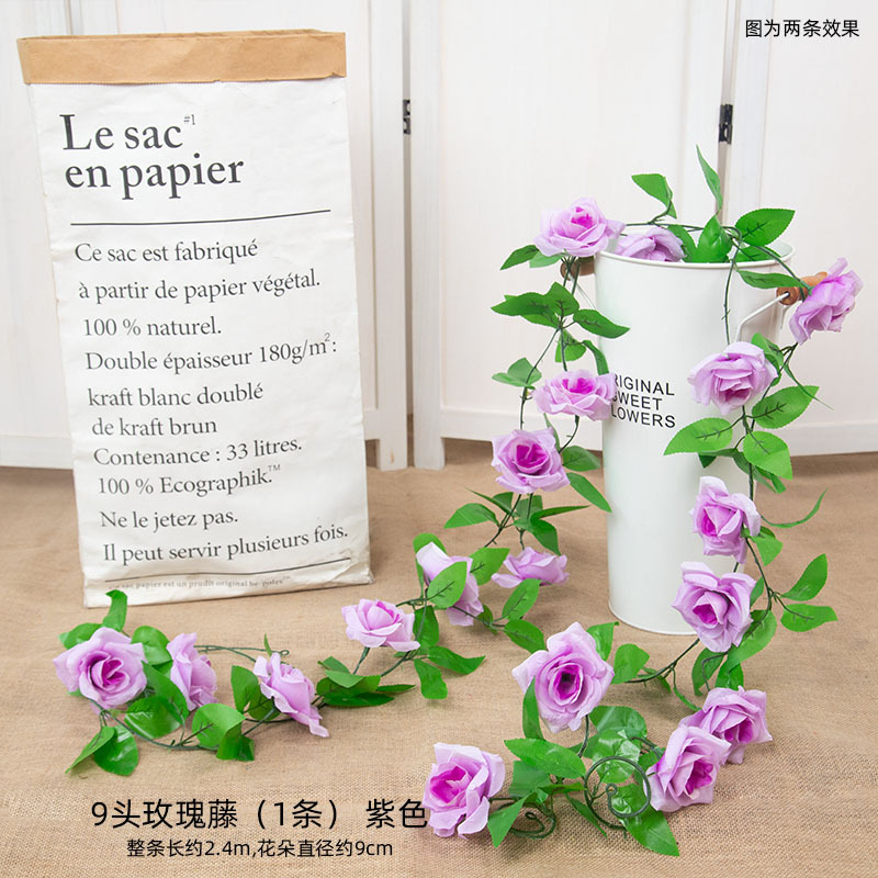 Flor artificial vid Rosa ratán boda decoración interior tubo sinuoso peonía flor tira flor artificial techo flor artificial vid