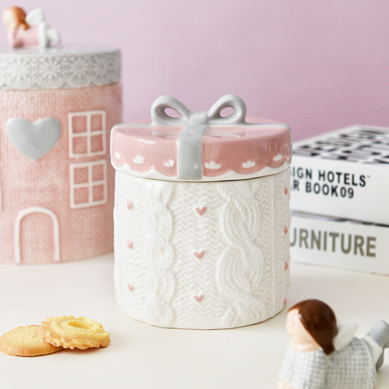 Suéter de punto, tanque sellado de cerámica ecológico, tanque de almacenamiento, tanque de almacenamiento, decoración decorativa, estilo romántico, fábrica recta