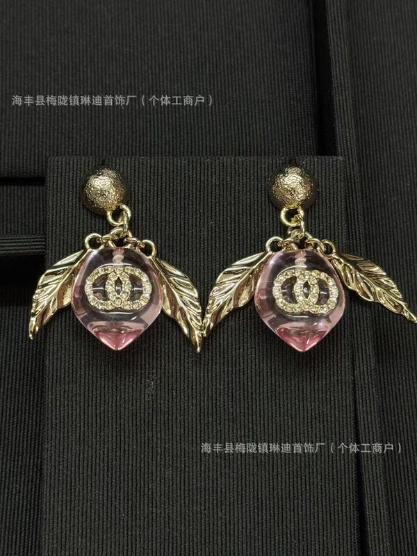 新款香家法式花朵名媛宫廷光面镶钻字母珍珠耳钉耳环耳饰品潮|undefined