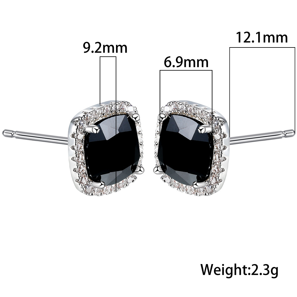Fashion Geometric Copper Inlay Zircon Ear Studs 1 Pair