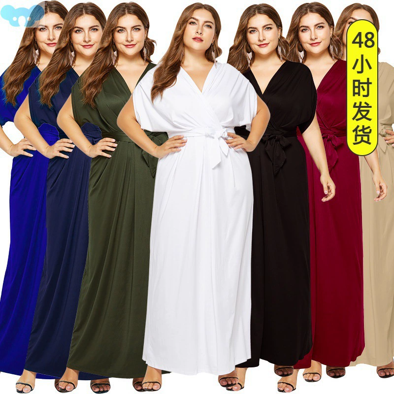 Sexy women dresses 2019 big size irregular bat sleeve dress