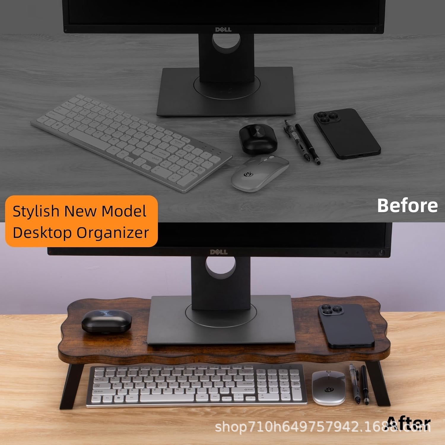 New Solid Wood Computer Elevated Stand for Office Desk, Laptop Stand, Desktop Computer Stand, Wooden Monitor Holder