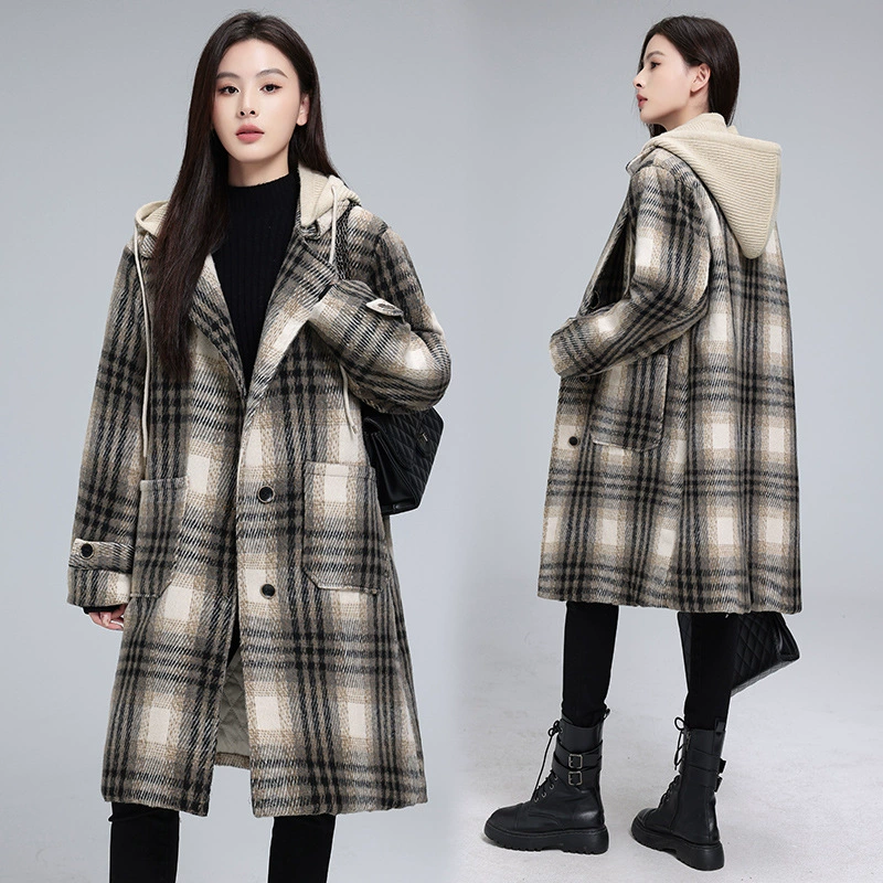 Зимняя шерстяная куртка новый большой размер женская свободная повседневная кардиган корейская длинная темпераментная топ женская