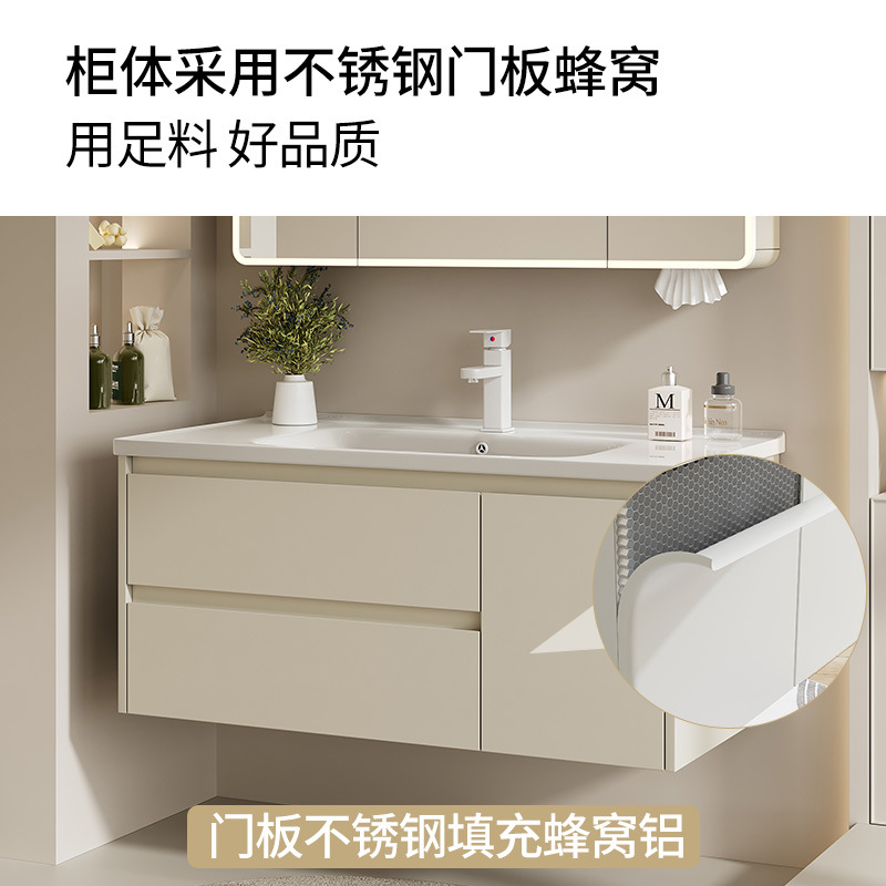 Gabinete de baño de acero inoxidable Doble cajón Gabinete de baño Combinado lavabo Unidad de gabinete Cerámica Unidad de lavabo Lavabo