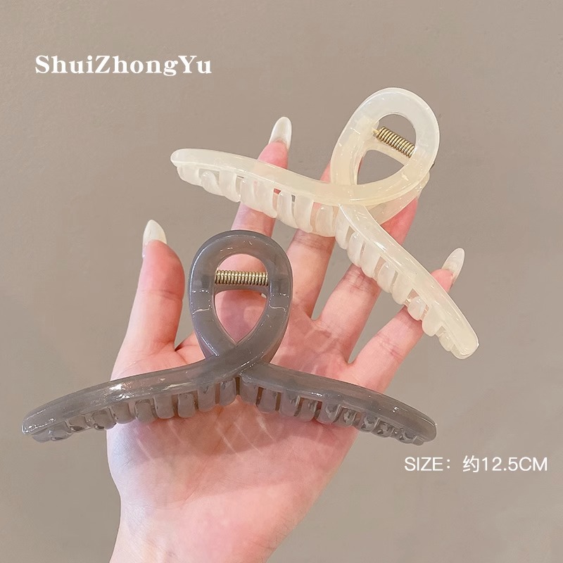 Horquilla de acrílico de las mujeres cuchara trasera updo clip de pelo grande celebridad de Internet elegante tiburón clip tocado simple horquilla