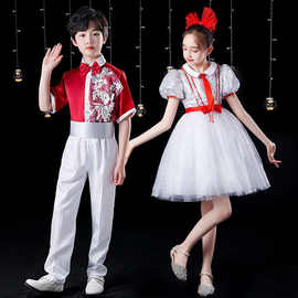 十一儿童演出服中小学生大合唱团诗朗诵表演服男女童蓬蓬裙合唱服
