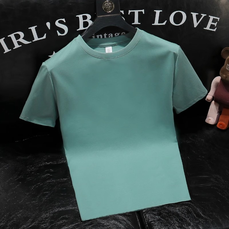 Herren-T-Shirt in Bonbonfarben mit Rundhalsausschnitt – Sommerliches, trendiges Kurzarm-T-Shirt, stylisch, vielseitig, einfarbig, attraktives Unterhemd_voghion.com