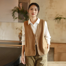 棉麻女装2025冬季新款中式棉马甲女外穿加厚复古高级感叠穿背心