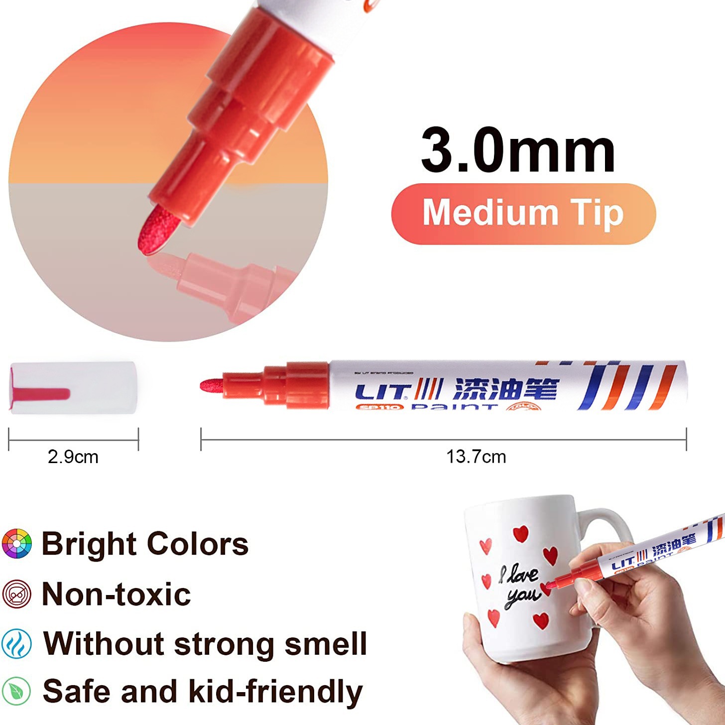 Cross-border best-selling metal paint pen colorful marker pen tire repair special paint brush waterproof non-fading paint oil pen