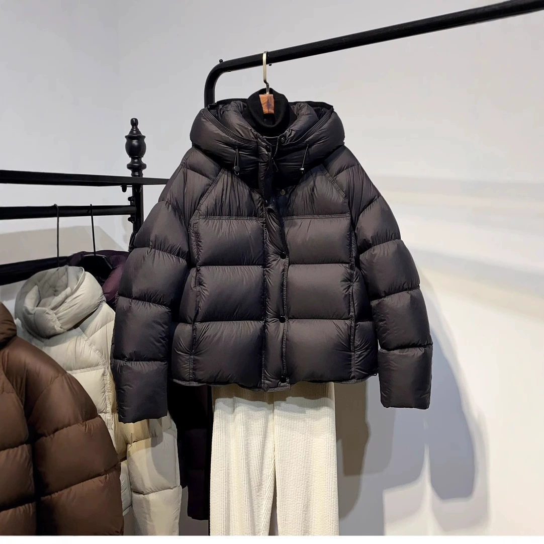 Высокий смысл с капюшоном белый утиный пуховик женский зимний взрыв в этом году