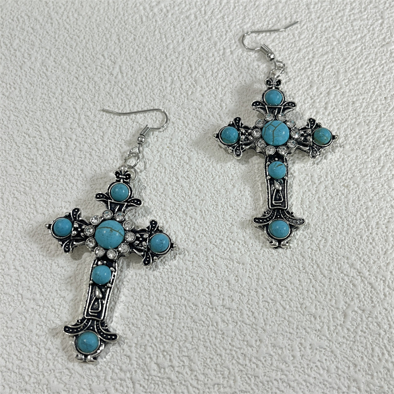 크로스 귀걸이 쌍