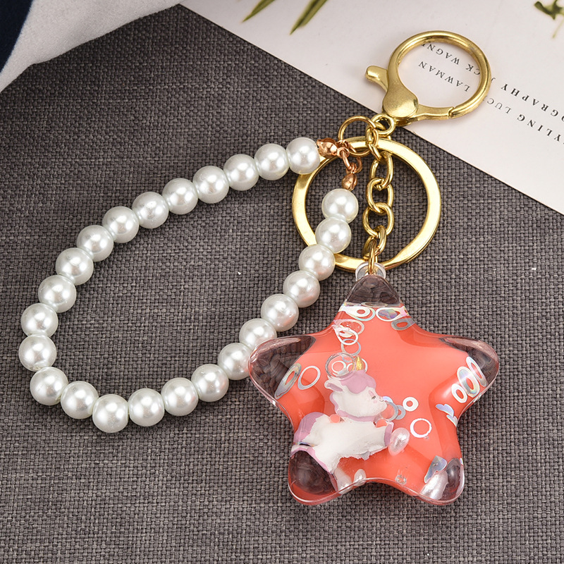 Acrylic Floating Liquid Milk Five-pointed Star Keychain Wholesale Nihaojewelry display picture 4