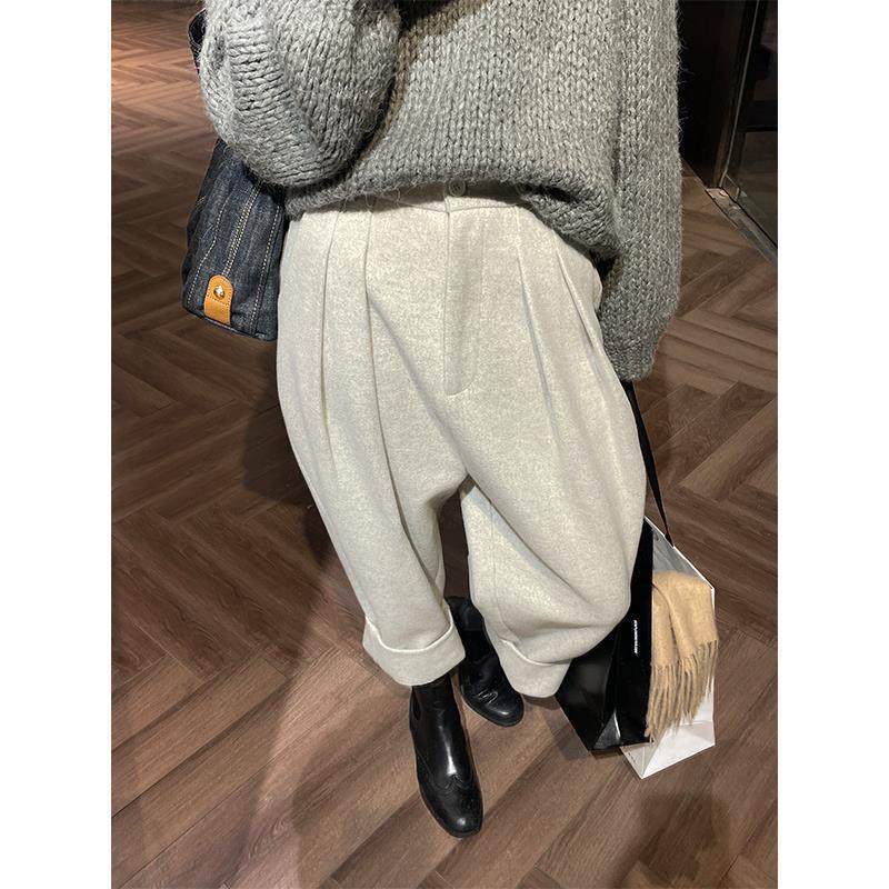 裤子女秋冬款新款爆款2025垂坠感哈伦裤毛呢裤西装裤休闲裤九分裤