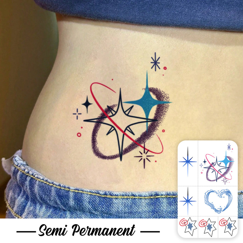 Ins Style Y2K Star Tattoo Stickers, Niche Personality, Semi-Permanent, Non-Fading, Temporary Tattoo for Both Men and Women Ins Style Y2K Star Tattoo Stickers, Niche Personality, Semi-Permanent, Non-Fading, Temporary Tattoo for Both Men and Women