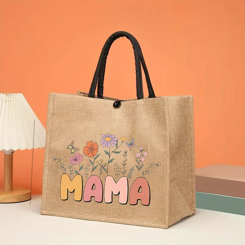 Bolsa de arpillera Spot centro comercial mismo estilo bolso de regalo literario bricolaje lino yute bag cremallera lona bag