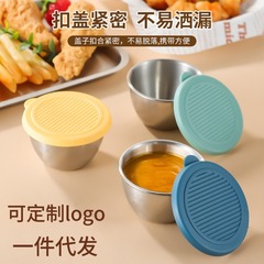 輸出ステンレスディップ唐辛子調味箱皿304蓋付きケチャップサラダソースカップ屋外家庭用
