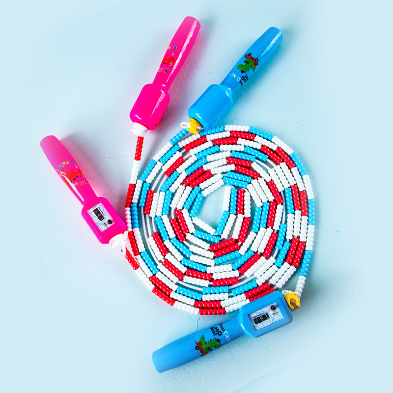 BT8503 cuerda de salto de bambú de dibujos animados para niños longitud ajustable contando cuerda de salto suave grano Festival entrenamiento deportivo cuerda de competencia