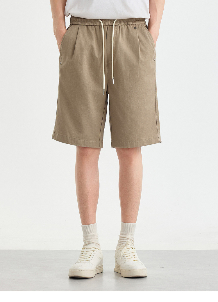 Quần short nam ống đứng dáng thẳng chất liệu cotton pha Lycra phong cách công sở — đen chi tiết 16