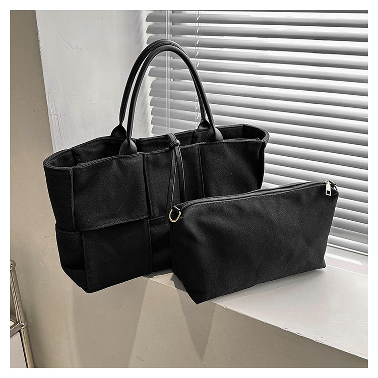 Bolso tejido de la lona de las mujeres 2023 nueva moda europea y americana 2-piece set bolso de mano de alta calidad del hombro