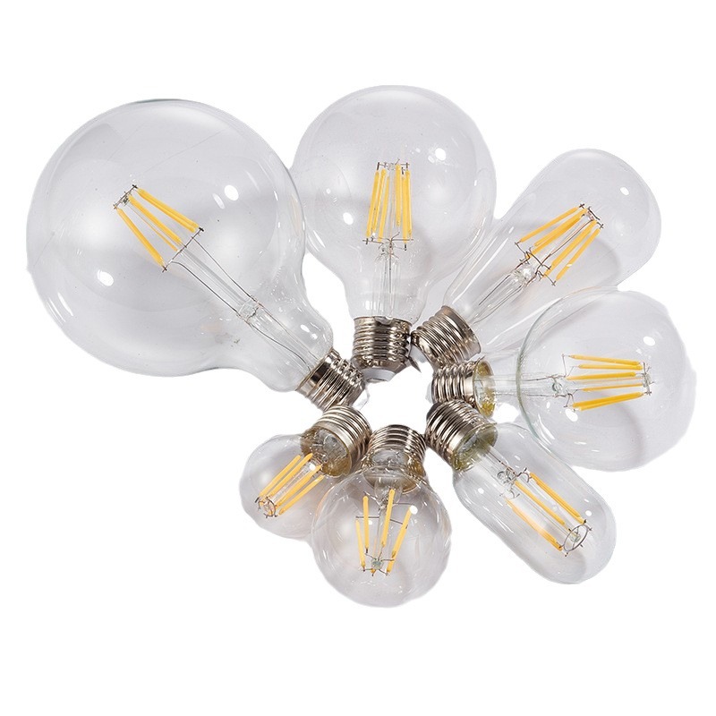 Bombilla LED decorativa retro estilo Edison, filamento visible E27, vidrio transparente, luz cálida vintage