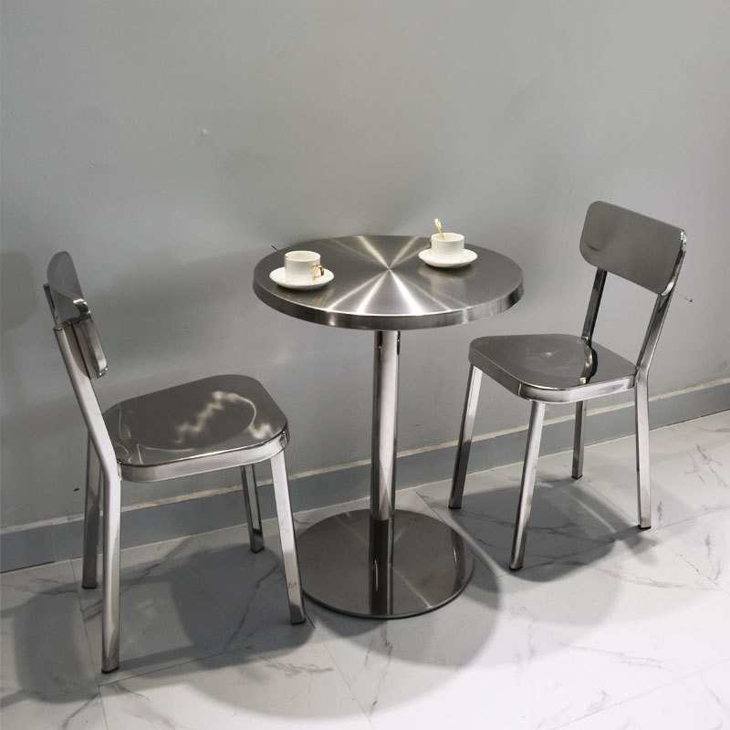 Internet Celebrity Industrial Style Stainless Steel Catering Furniture Rugged and Durable All Stainless Steel Tables and Chairs Coffee Shop Milk Tea Shop Matching