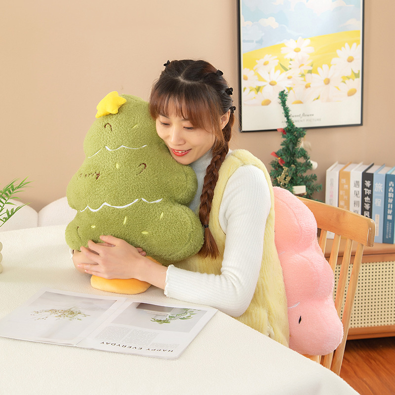 新しいインスタイルクリスマスツリーぬいぐるみかわいいクリームスタイルソファ装飾枕漫画椅子背もたれ|undefined