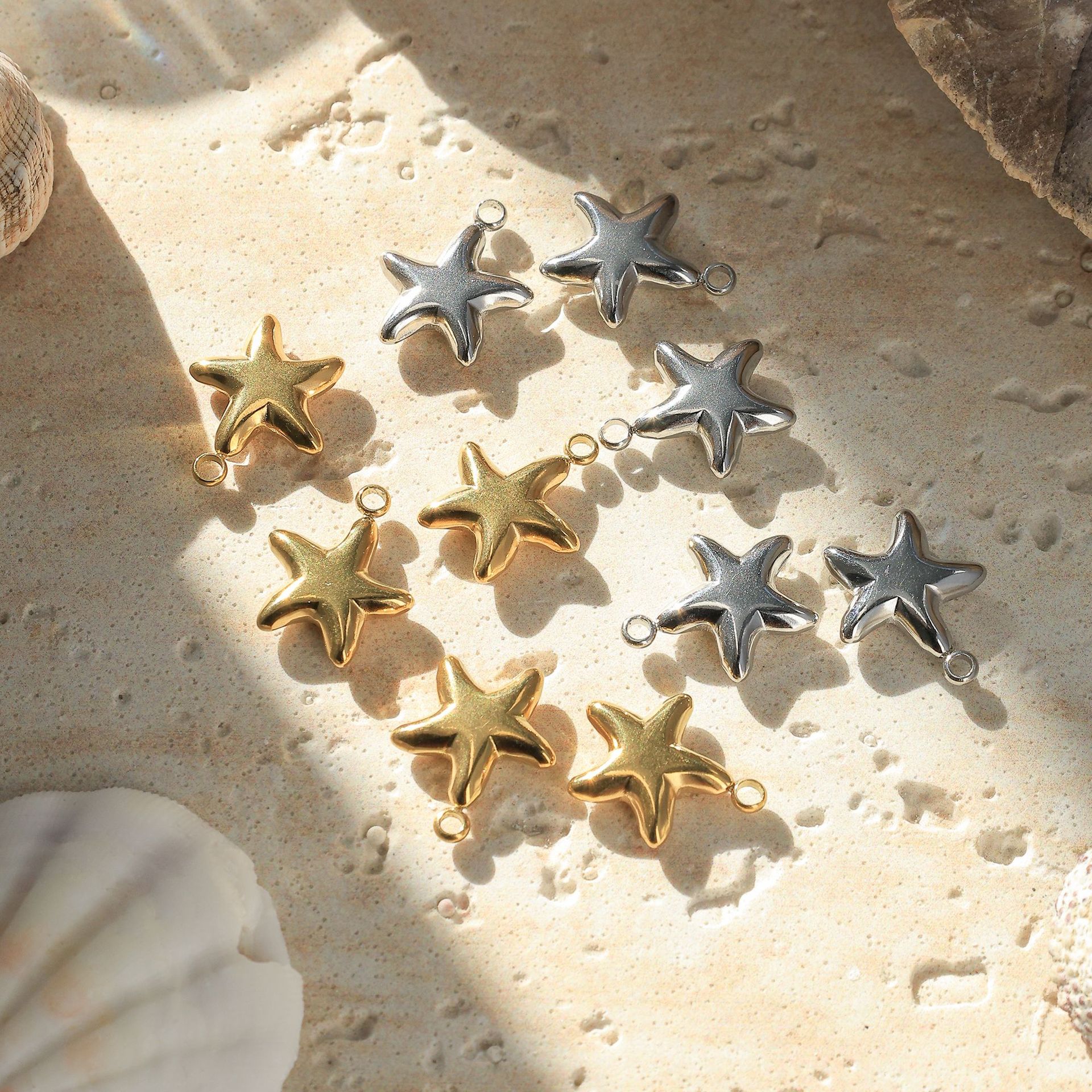 Pendant Jewelry Making Type 5 PCS/Package 304 Stainless Steel Starfish Pendant