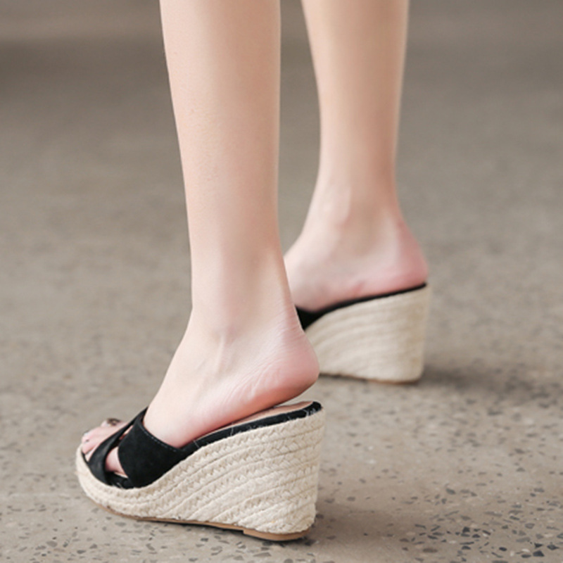 Straw Wedge 2026 Summer New European American Fashion Casual Cross-Strap Foreign Trade Cross-Border Women's Sandals And_vogvips.com