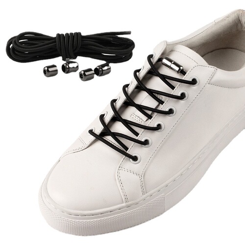 Elastic elastic shoelaces, no need to tie, children's round elastic lazy shoelaces, alloy metal capsule buckle shoelaces