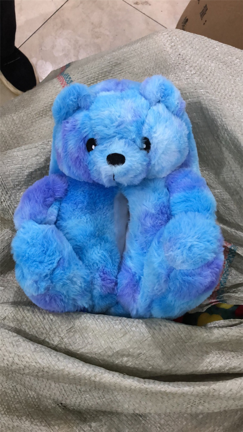 En stock oso de peluche zapatillas piso hogar felpa engrosada algodón zapatos calientes fábrica