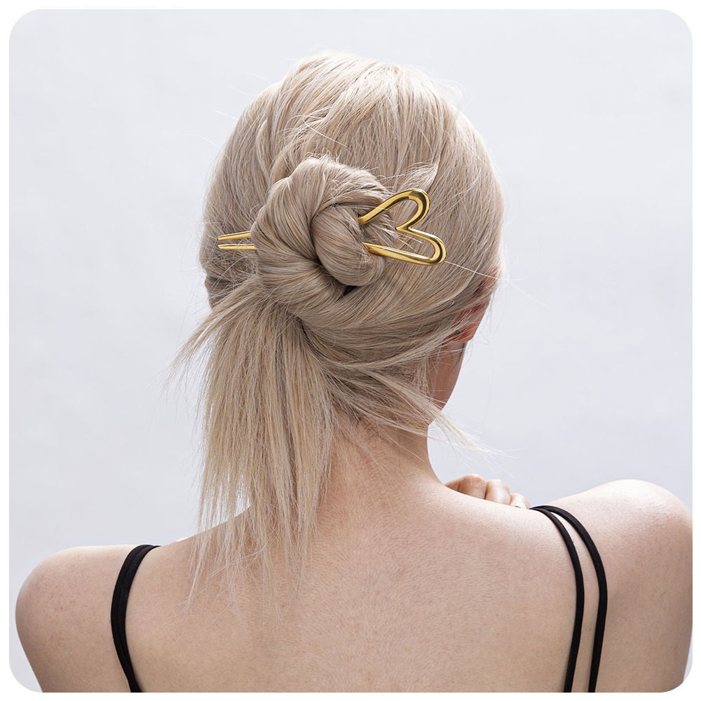 Tina transfronteriza amor acero inoxidable chapado 18K oro disco bola pelo pinzas de pelo joyería de moda para mujeres al por mayor