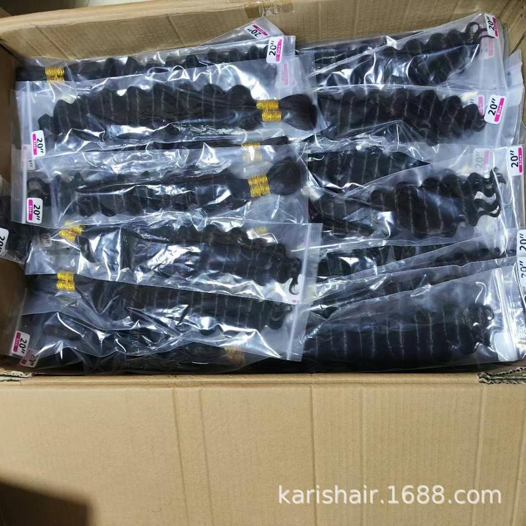 Mango de pelo recto de fibra de vidrio pelo rizado profundo pelo a granel peluca de cabello humano real mango de pelo onda profunda