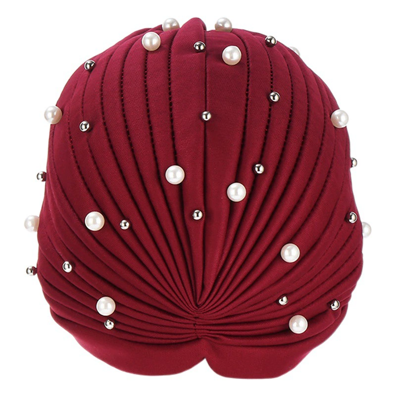 Европейская и американская мода плиссированная Женская пуловер Кепка индийская Кепка Размер бисера мусульманская тюрбан шляпа